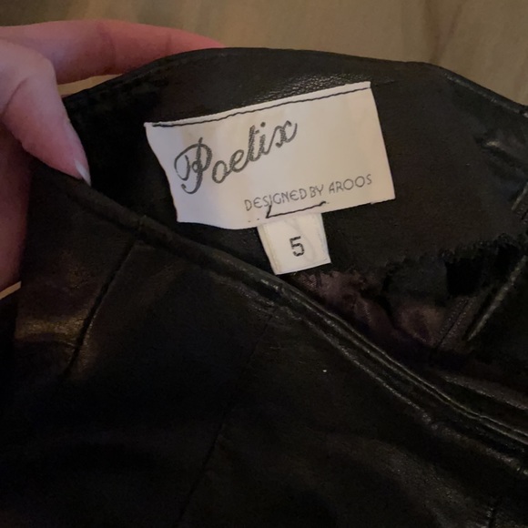 Vintage Black Leather Pencil Skirt - Picture 5 of 7